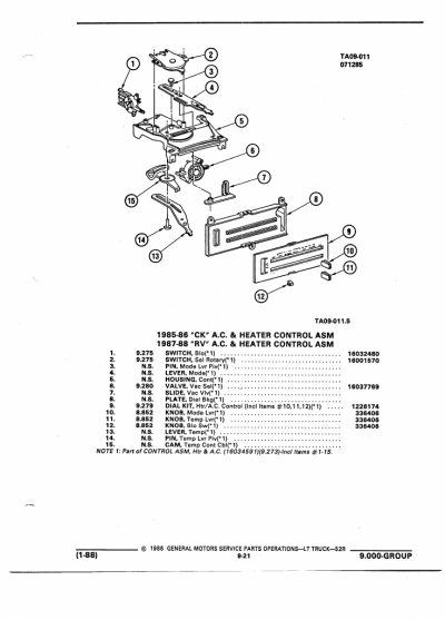 1985 HVAC control part numbers.png